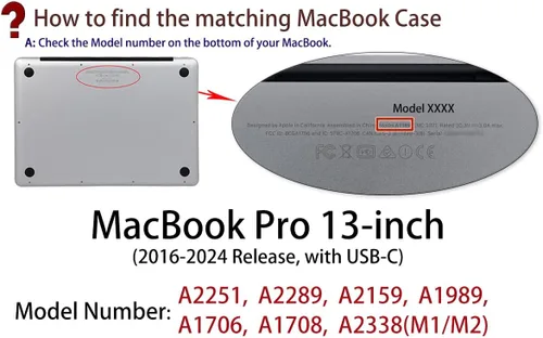 Miniatura 2 de UESWILL Compatible con MacBook Pro de 13 pulgadas M1 M2 2016-2024 versión A2338 A2289 A2251 A2159 A1989 A1706 A1708, con Touch Bar USB-C, funda