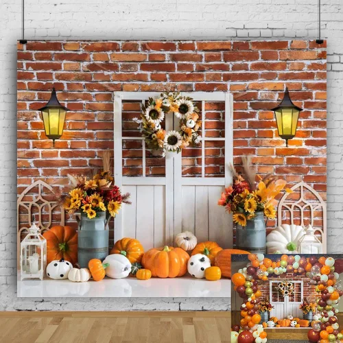 Miniatura 9 de Telón de fondo de paisaje de bosque otoñal para fotografía, paisaje de otoño, hojas de día de Acción de Gracias, calabaza, girasol, fondo