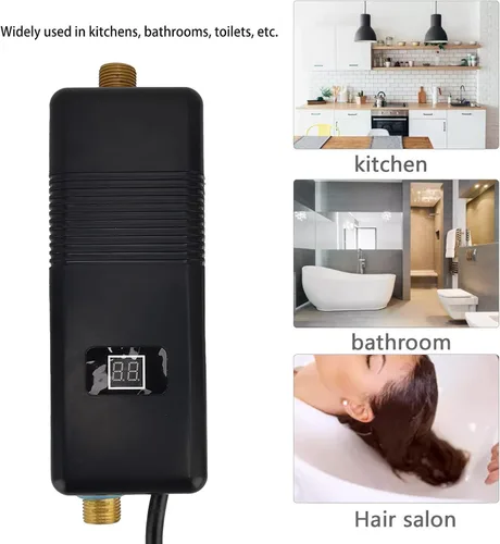 Miniatura 4 de Calentador de agua eléctrico sin tanque de 3 KW, calentador de agua caliente pantalla digital, mini calentador de agua caliente instantáneo