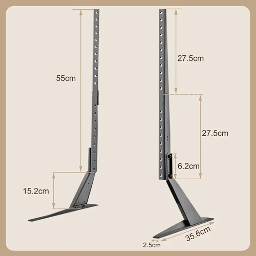 Miniatura 12 de Soporte universal para TV, patas de metal para TV de 20 a 65 pulgadas LCD/LED/OLED/Plasma pantalla plana y curva, ajuste de altura con VESA 75x75mm