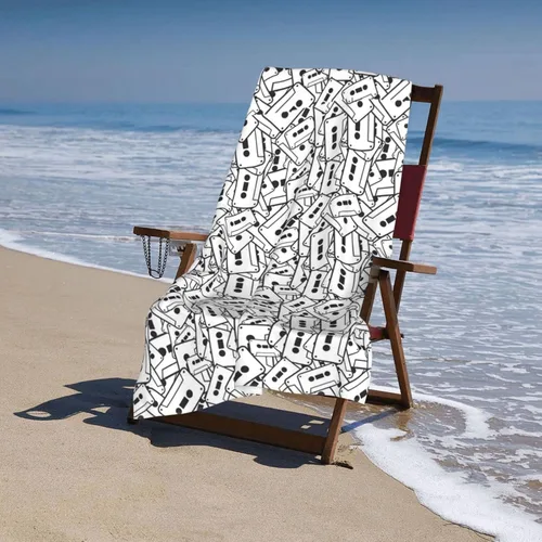 Miniatura 3 de Decktt Toalla de playa con cinta de casete, 32 x 52 pulgadas, toalla de camping de microfibra de secado rápido, súper absorbente, súper suave