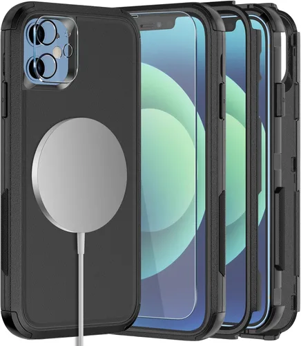 Miniatura 12 de Diverbox - Funda para iPhone 12 a prueba de golpes y caídas, protector de pantalla de vidrio templado, funda protectora de alta resistencia