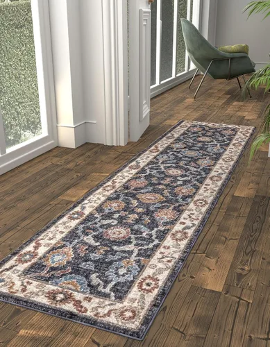 Miniatura 12 de Unique Loom Eco Traditional Collection - Alfombra animada (rectangular de 2 pies x 3 pies 0 pulgadas, azul puerto, beige)