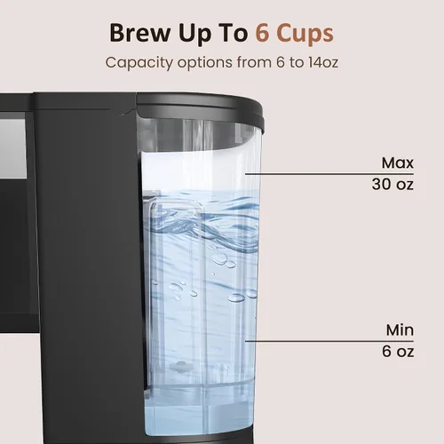 Miniatura 4 de Cafetera de una sola porción 3 en 1, cafetera para cápsulas K-Cup, café molido y tés, depósito de agua extraíble de 30 onzas, tamaños de preparación