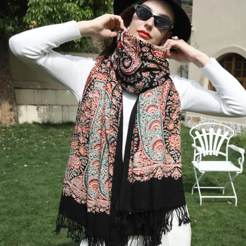 Miniatura 145 de DANA XU Manta de pashmina extragrande 100% de lana merina, bufanda de viaje, bufanda de cachemira para mujer, otoño e invierno, chal de gran