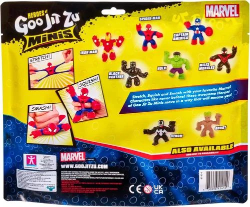 Miniatura 9 de Heroes of Goo Jit Zu Minis Groot, Black Widow, Capitán América, Spider-Man, Venom y Capitán Marvel Figuras MINI Paquete de 6