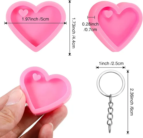 Miniatura 3 de Patelai Juego de 10 moldes de resina de corazón para llavero de resina epoxi para el Día de la Madre, moldes de silicona para fondant, llavero