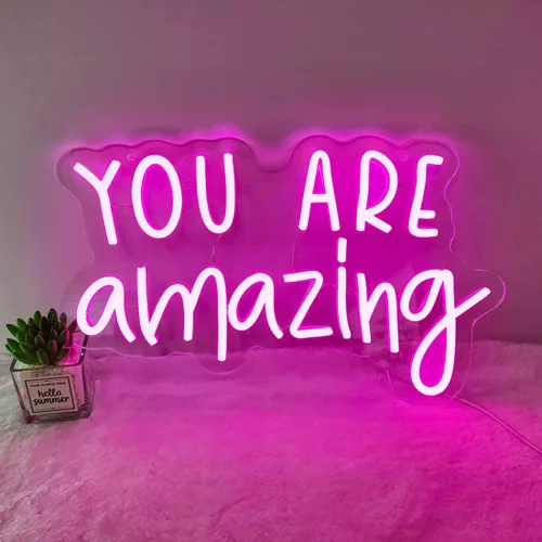 Miniatura 7 de SYLHOME Letreros de luz LED de neón Pink You Are Amazing para bodas, cumpleaños, fiestas de niñas, letrero de decoración de pared, aula, hogar