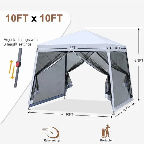 Miniatura 3 de MASTERCANOPY Toldo desplegable con malla de 10 x 10 pulgadas, color blanco
