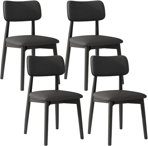 Miniatura 35 de YVYKFZD Solid Wood Dining Chairs, Kitchen Chairs Set with Curved Backrest, Leather Upholstered Dining Room Chair, Armless Living Room Chair, for