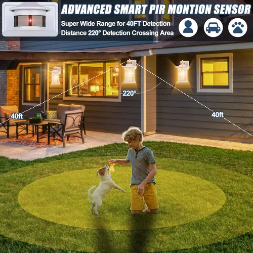 Miniatura 2 de 2 Paquetes de Luces Blancas con Sensor de Movimiento para Exteriores - Iluminación Avanzada del Atardecer al Amanecer para Exteriores, Luminaria
