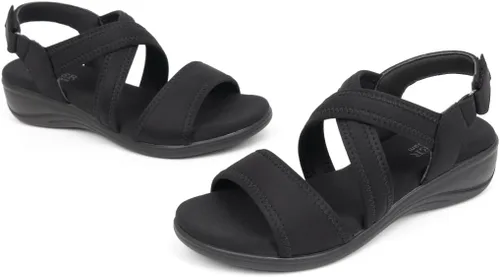 Miniatura 6 de Sandalias ortopédicas para mujer, de cuña baja, cómodas para caminar, con soporte de arco ortopédico, sandalias casuales con espuma viscoelástica