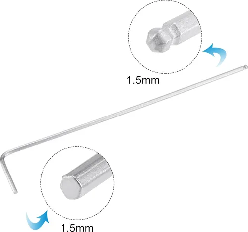 Miniatura 3 de uxcell Llave de llave hexagonal de extremo de bola de 0.059 in, herramienta de reparación CR-V en forma de L de brazo largo Tono plateado