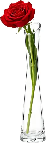 Florero de cristal transparente de 9.8 in de alto, florero de flores de cristal vintage, decoración de mesa de boda, jarrones de un solo tallo para