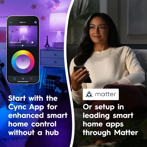 Miniatura 5 de GE Cync PAR38 Bombilla LED inteligente, reflector de exterior que cambia de color, compatible con Alexa y Google Home (paquete de 4)