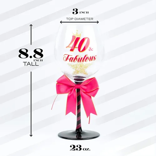 Miniatura 3 de Copa de vino de cumpleaños 40 y fabulosa para mujer, regalo divertido para mujeres que cumplen cuarenta años, mamá, mejor amiga, tía, hermana