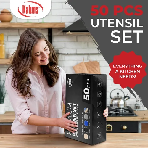 Miniatura 4 de Kaluns - Juego completo de 50 utensilios de cocina de silicona - 800°F resistente al calor, utensilios de cocina antiadherentes premium con mangos