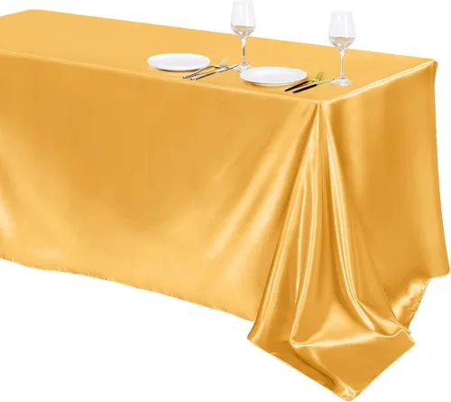 Miniatura 12 de TURSTIN Paquete de 4 manteles de satén negro de 102 x 58 pulgadas, mantel rectangular de seda brillante, tela suave, decoración de mesa para bodas