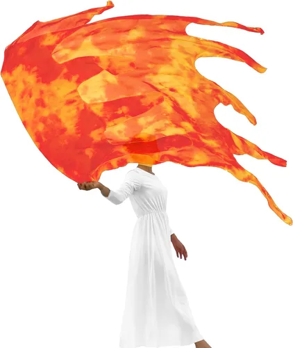 Miniatura 14 de Wuchieal Banderas de Adoración de Fuego Sagrado de Doble Capa, Bandera de Danza de Fuego Consumidor, Banderas de Danza de Alabanza de Iglesia