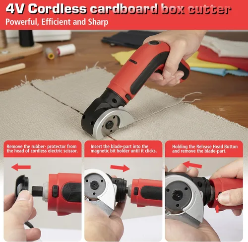 Miniatura 4 de KITLUCK Tijeras eléctricas inalámbricas, cortador de caja de cartón recargable de 4 V, cortador de caja eléctrico de iluminación con una hoja