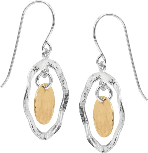 Miniatura 2 de Silpada Pendientes colgantes de disco bicolor 'Marbella' en plata de ley y baño de oro, Plata de ley, Sin piedra