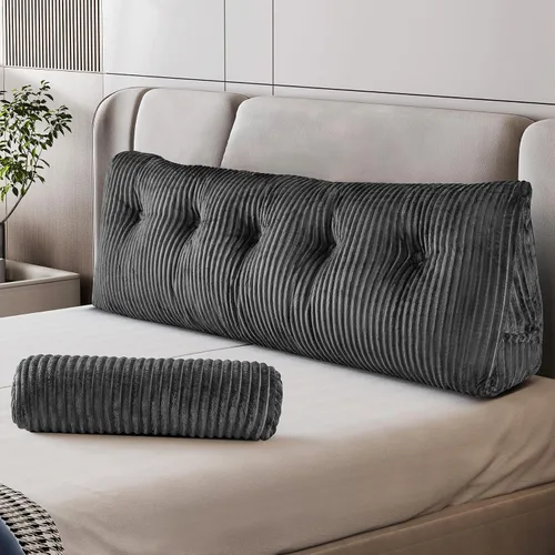 Miniatura 12 de Z-hom Almohada de cuña grande para cabecero, almohada triangular para cabecero tamaño king, almohada de lectura para cama con una almohada enrollada