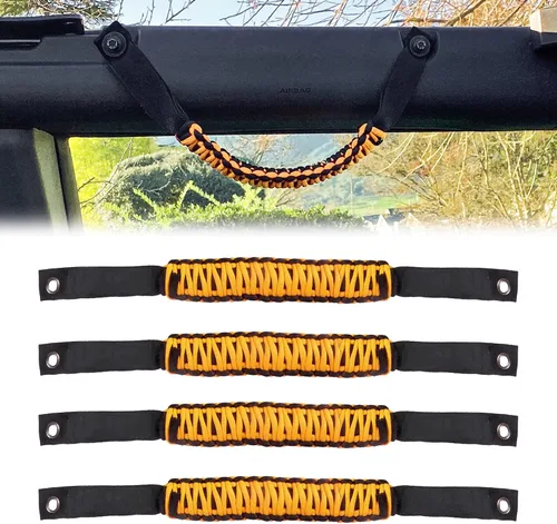 Miniatura 8 de Manijas de Agarre para Barra Antivuelco de Paracord para Accesorios Ford Bronco 2021 2022 2023 2024 2025 2 Puertas 4 Puertas, Paquete de 4 (Negro)