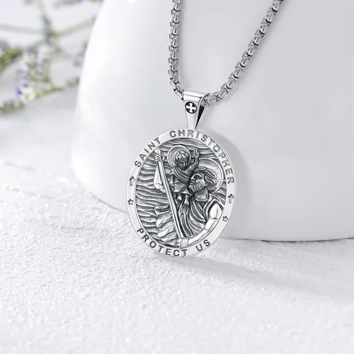 Miniatura 25 de Eusense San Miguel San Cristóbal San Benito San Judas Virgen María Collar chapado en oro 925 joyería religiosa para hombres y mujeres, collar