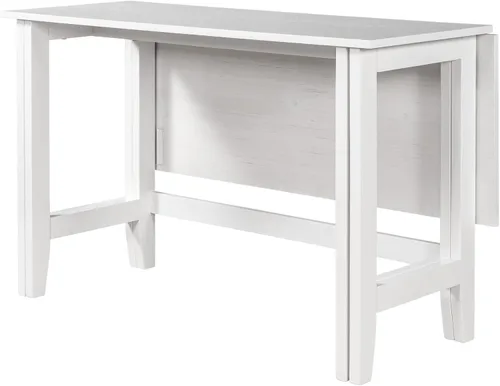 Miniatura 8 de Mesa de comedor extensible de madera de granja con hojas colgantes para lugares pequeños, color blanco TJ429