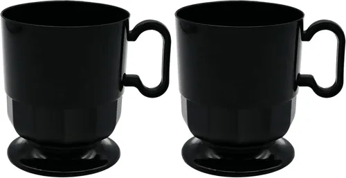 Miniatura 8 de Party Essentials Taza de café de plástico duro de 8 onzas con asa, 20 unidades, color negro bistró