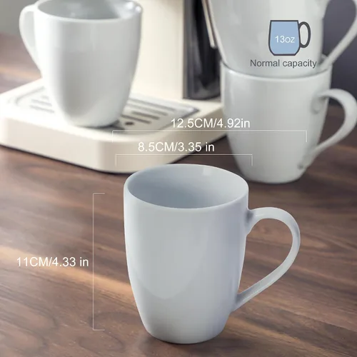 Miniatura 2 de Juego de 4 tazas de café de cerámica de 13 onzas, tazas de café blancas, tazas de té, juegos de tazas para beber en casa, oficina, restaurante