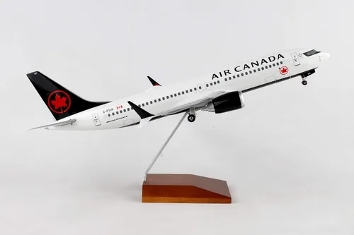 Miniatura 10 de Daron Skymarks Air Canada 737MAX8 1/100 con soporte de madera y engranaje