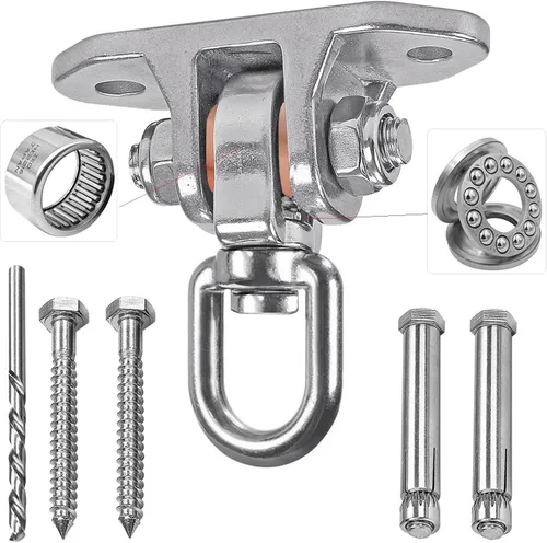 Colgador de columpio resistente de acero inoxidable 304 antideslizante, capacidad de 1200 libras, rotación silenciosa de 360°, juego de columpio