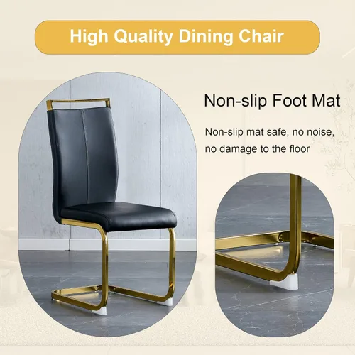 Miniatura 8 de Juego de 6 sillas de mesa de comedor para 6, juego de 6, moderno juego de comedor con mesa de comedor de mármol de 63 pulgadas, sillas tapizadas
