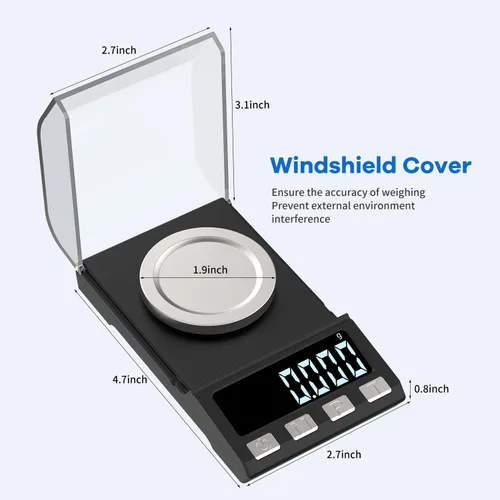 Miniatura 7 de Escala digital miligramos de 3.53 oz/0.00 oz de recargabilidad, báscula de joyería portátil de alta precisión, escala de polvo, microescala