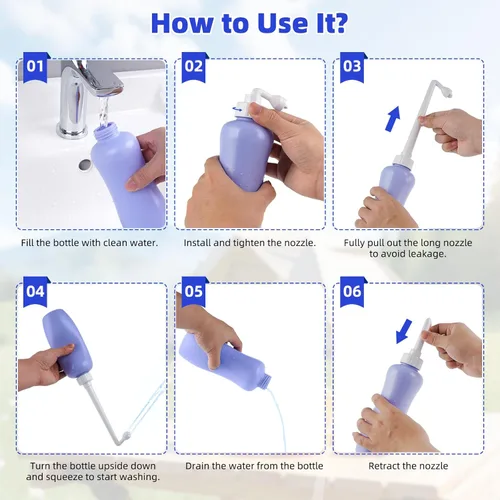 Miniatura 5 de Hibbent Bidé portátil para viajes, bidé de viaje manual para cuidado de higiene personal, uso de limpieza personal, boquilla extendida, spray