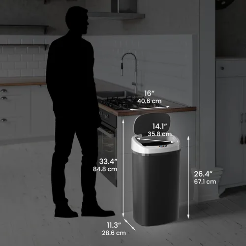Miniatura 6 de iTouchless Cubo de basura de cocina con sensor de 13 galones con tapa y filtro de olor, cesta de basura automática duradera a prueba de abolladuras