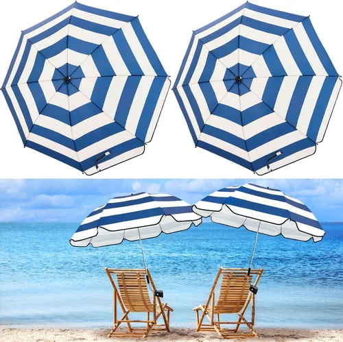 Miniatura 9 de Buryeah Paraguas automático para silla con abrazadera universal de 44 pulgadas, UPF 50+, abrazadera portátil en silla de playa, sombrilla ajustable