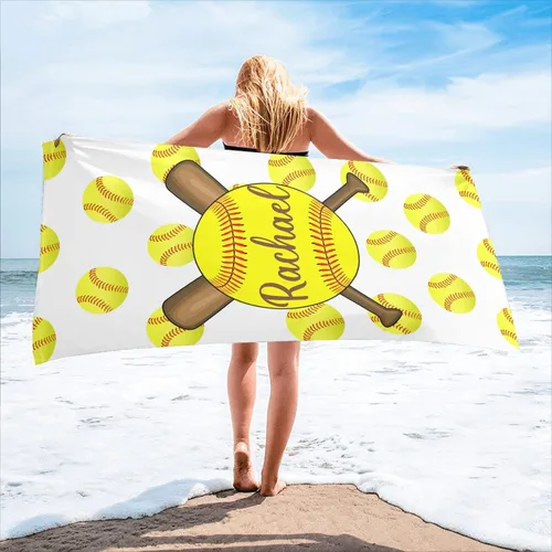 Miniatura 12 de Toalla de playa personalizada con diseño de pelotas de fútbol divertidas con nombre, toallas de piscina de viaje de microfibra personalizadas de 2
