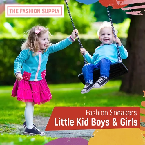 Miniatura 5 de The Fashion Supply Zapatos de lona para niños y niñas - Zapatos de lona transpirables para niños y niñas, tenis de lona para niños y niñas