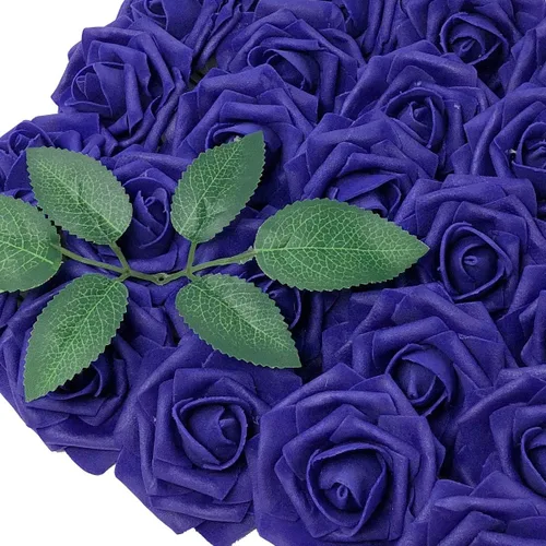 Miniatura 11 de Wrapables® Flor de rosa artificial, flores de tacto real para ramos de boda y centros de mesa, aguamarina