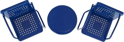 Miniatura 4 de Crosley Furniture Bates - Juego de 3 sillas y mesa auxiliar para exteriores de metal retro, juego de conversación para patio, color azul marino