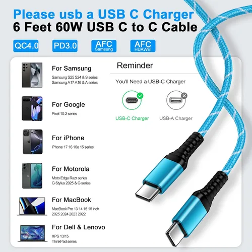 Miniatura 6 de Cable de carga rápida para iPhone 17e para iPhone 17 Pro Max 17 Pro 17 Air 16e 16 Pro Max/Plus/Pro 15,60 W, paquete de 2 cables de carga de 10 pies