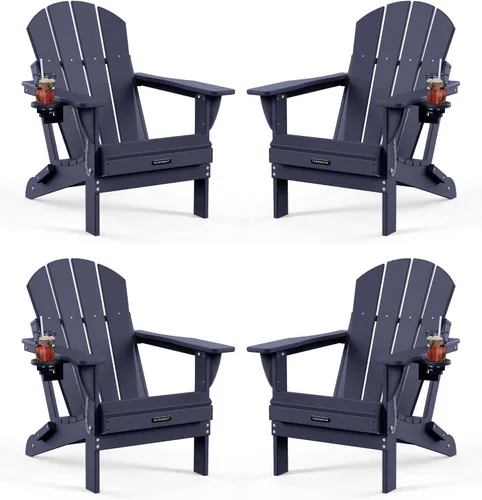 Miniatura 20 de MUCHENGHY Sillas Adirondack plegables, sillas de patio, sillas de césped, silla para exteriores, silla Adirondack de plástico, hoguera, resistente a