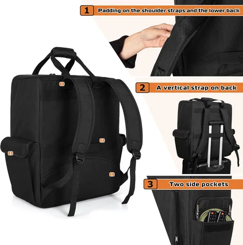 Miniatura 4 de LUXJA Bolsa de luz acolchada para par (mochila) se adapta a 8 luces par, funda de luces par con divisor interior y bolsillos para accesorios