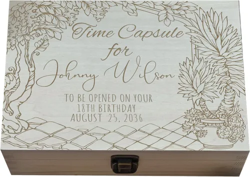Cápsula del primer cumpleaños: Cofre de recuerdo personalizado para tu revelación de cumpleaños 18, archivista de memorias, tesoro de hitos del