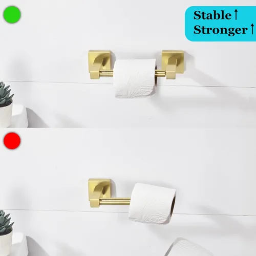 Miniatura 7 de BATHSIR Soporte de papel higiénico - Montado en la pared, oro cepillado, cuadrado giratorio de doble poste, soporte de aluminio para baño
