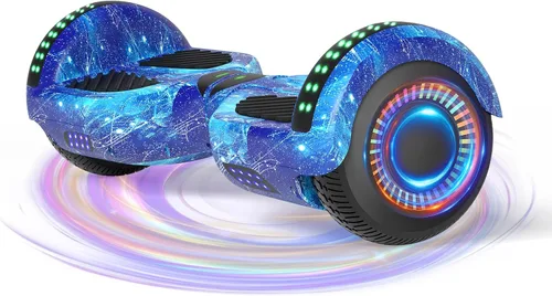 Kids Scooter with Bluetooth Speaker & Corlorful LED Lights, Dual 250W Motor 7.5 Mph Speed, Gifts for All Ages Azul Galaxia