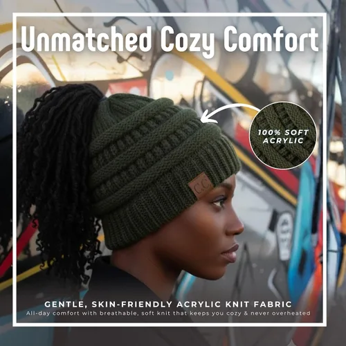Miniatura 208 de Funky Junque - Gorro para mujer con ranura para cola de caballo