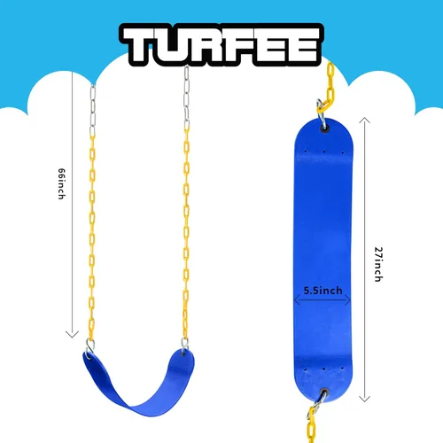 Miniatura 6 de TURFEE Columpio para juego de columpios de exterior – Juego de reemplazo de 1 asiento con cadenas resistentes – Accesorios de patio de recreo
